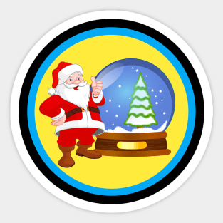 Merry Christmas Santa & the Globe Sticker